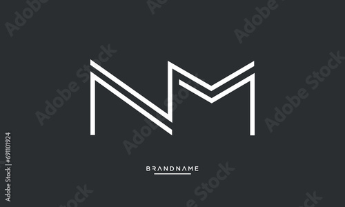 Alphabet letters NM or MN logo monogram