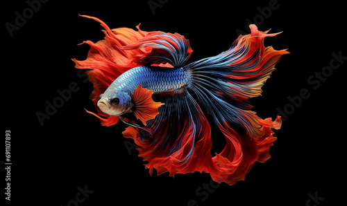 Very beautiful color betta fish wallpaper with empty background copy space