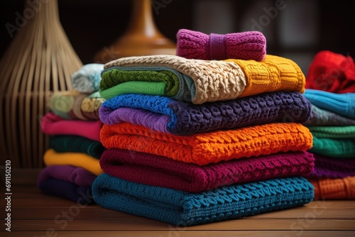 kolorowe ręczniki poskładana równo
