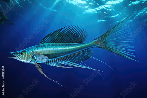 Spearfish illustration underwater in the ocean