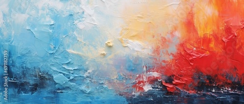 An abstract colorful palette knife oil paint texture background, can be utilized for printed materials such as brochures, flyers, and business cards.