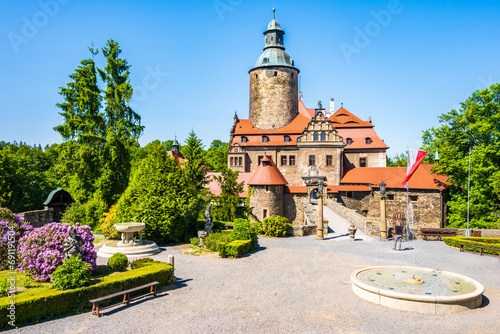 Courtyard of beautiful Czocha castle near Lesna town, Poland