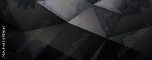 Black white dark gray abstract background. Geometric pattern shape. Line triangle polygon angle. Gradient. Shadow. Matte. 3d effect. Rough grain grungy. Design. Template. Presentation. 