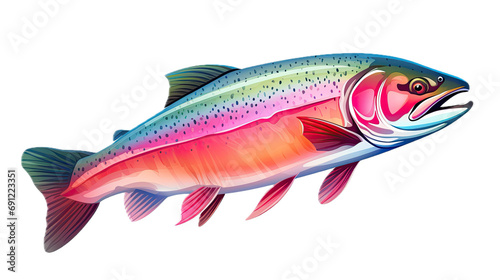  a Rainbow trout, fish, side view, in a PNG, Fishing-themed, isolated, and transparent high-detail graphic illustration. Generative ai