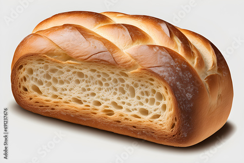 a Freshly baked whole wheat ciabatta bread on a cutting board.