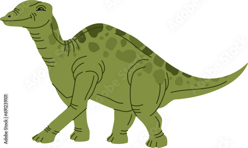 Dinosaur prehistoric animal, isolated isanosaurus ancient times creature. Vector dino character, reptile with tail and limbs, prehistory predator