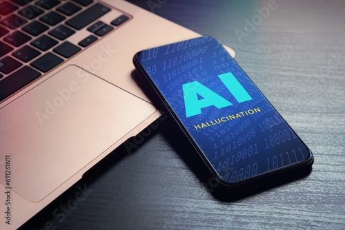 AI Hallucination - AI lying and making mistakes, LLM misinterprets. Big Data and Artificial Intelligence Hallucination concept