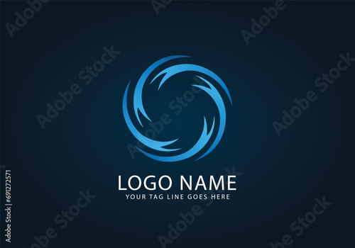 Vector circle blue tornado logo symbol isolated, abstract hurricane logo symbol, typhoon vector illustration