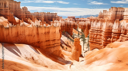 The bryce canyon national park utah usa hoodoos red rock with blue sky 