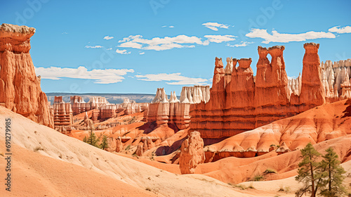 The bryce canyon national park utah usa hoodoos red rock with blue sky