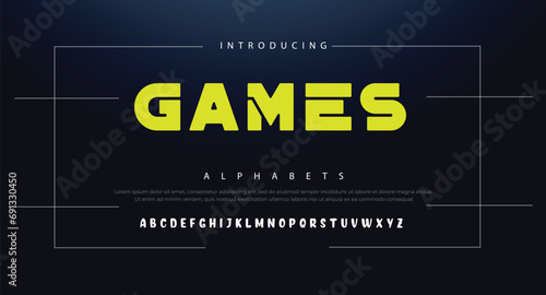 Games Futuristic geometric font with numbers. Eps10 vector.