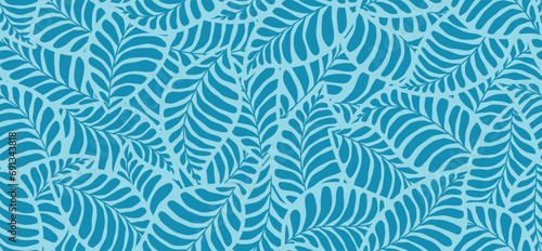 Vector seamless pattern with leaf. Light background.