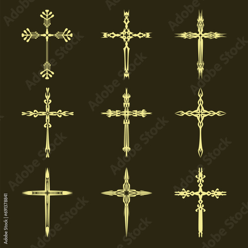 golden cross on black background