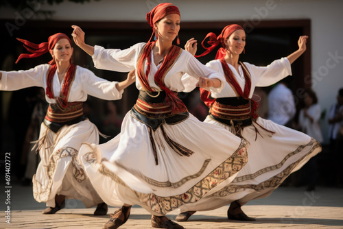 Cultural dancers. Graceful Cossack Tradition. Eastern Woman Showcases the Beauty of Folk Dance.