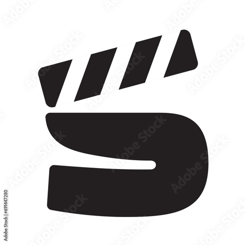 Film clapperboard in the shape of a letter S