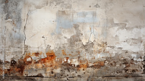 An abstract masterpiece emerges from the stained and weathered wall, a testament to the beauty found in imperfection