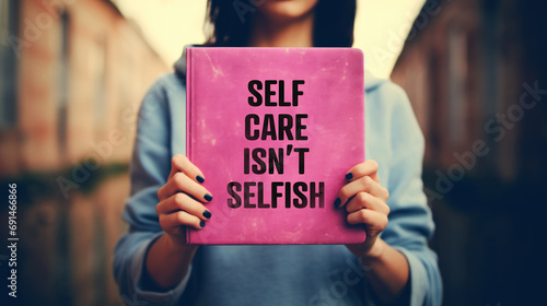 Self care isn't selfish. Motivational background.