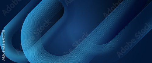 Blue futuristic modern vector abstract dynamic banner with neon glowing bright shape lines. Abstract elegant blue background with shiny geometric lines. Modern diagonal rounded lines pattern.