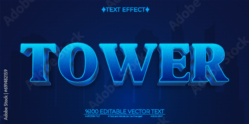 Blue Tower Editable Vector 3D Text Effect