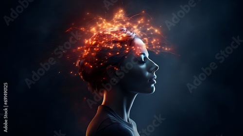 Woman developing her emotional intelligence. Concept exploring the mind, self-discovery, introspection, thinking process.