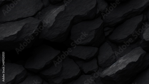 Black rock texture. Dark stone background with copy space for design. generative AI.