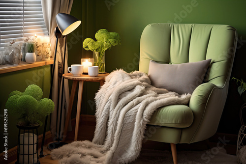 Cozy nook in matcha color