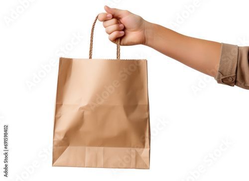 main qui tient un sac en papier comme pour une livraison de repas à domicile