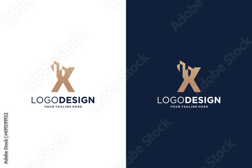 Building architecture letter X logo design.