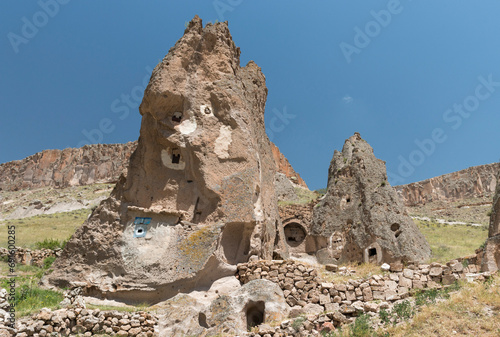 Snake Church with dove houses on a sunny day in Soğanlı Valley, Cappadocia, Turkey
