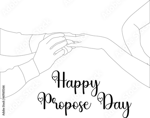 one line drawing hand holding propose day ring