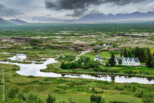 Þingvellir, Iceland, was the site of the Alþing, the annual parliament of Iceland from 930 CE until the last session held at Þingvellir in 1798 CE