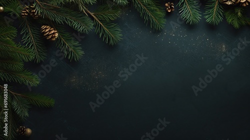 fondo de navidad verde oscuro con ramas de pino