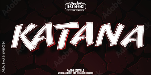 Katana editable text effect, customizable samurai and ninja 3D font style