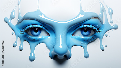 Blue monday, sad, cry, tears. depressing days of the year, post-holiday blues, bad weather, debt, and low motivation, feel down or gloomy. banner, background, copy space, greeting card.