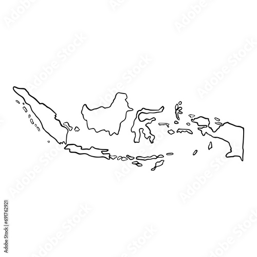 indonesia geography hand drawn map outline illustration