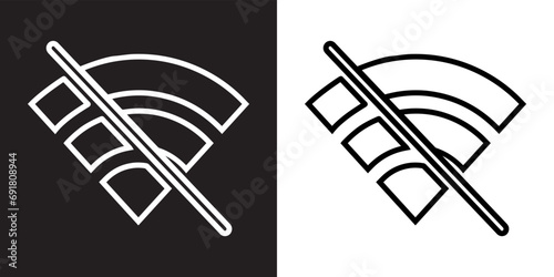 No Wifi icon vector. No internet signal sign symbol in trendy flat style. Wifi network is not available vector icon illustration isolated on black and white background