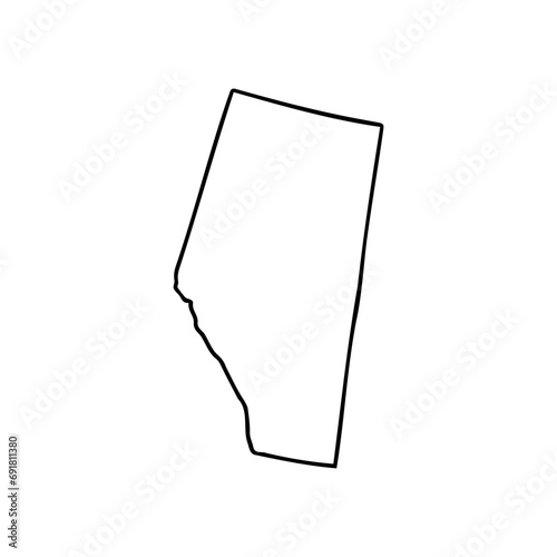 Alberta outline map. Provinces and territories of Canada. Vector map with contour.