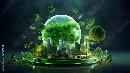 Green technology. Environmental technology concept. Sustainable development goals. Generative Ai.