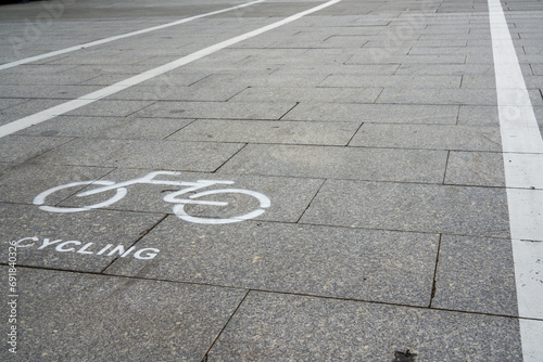 Bicycle and pedestrian markings in the park