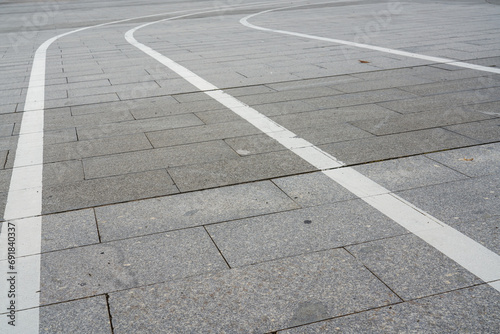 Bicycle and pedestrian markings in the park