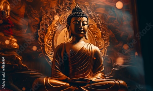 gautam buddha meditating. deep meditation, Generative AI