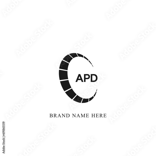 APD A P D letter logo design. Initial letter APD linked circle uppercase monogram logo white color. APD logo, A P D design. APD, A P D