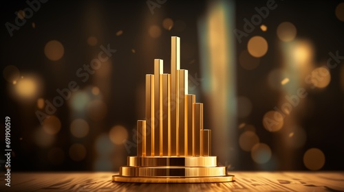 AI generated image of a golden trophy of a trading candle chart as a symbol for profitable traders