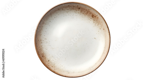 Empty ceramic round plate isolated on white background. Generative AI.