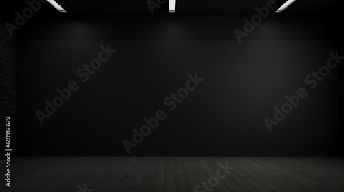 Blank black studio. black background studio. Generative AI.
