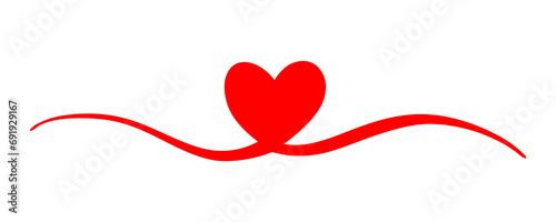 Heart Valentine's Day swash hand painted with brush and ink. Png clipart isolated on transparent background