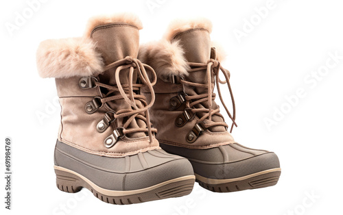 Faux Fur Snow Boots On Transparent PNG