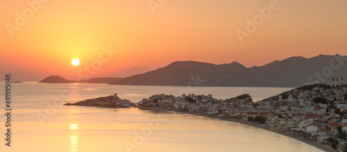 Sunrise in the traditional Greek fishing village of Kokarri on the island of Samos