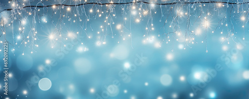 Holiday christmass background. Lights decoration wide banner