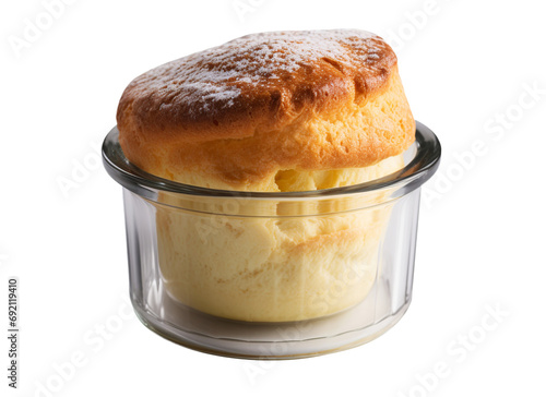 Goat cheese souffle on transparent background. Generative AI.